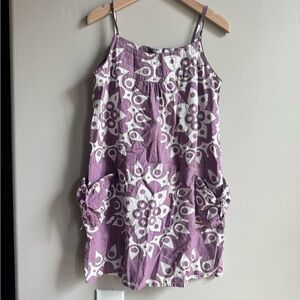 Mini Boden Purple Floral Print Midi Fress with pockets size 7-8